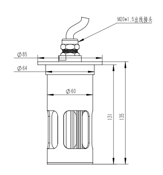 輸電線路結(jié)冰厚度傳感器產(chǎn)品尺寸圖